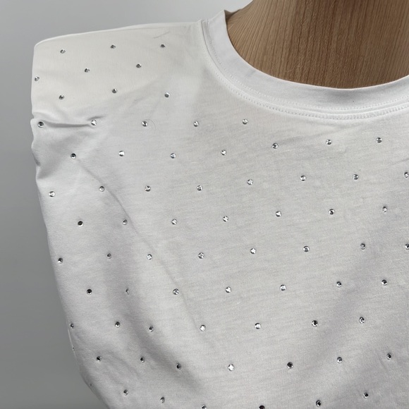 🆕Padded Shoulder Tee Generation Love Lex Crystal Sleeveless White Soft T-Shirt - Picture 5 of 16